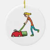 Lawn Mowing Keramisch Ornament (Achterkant)