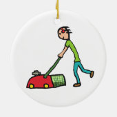 Lawn Mowing Keramisch Ornament (Achterkant)