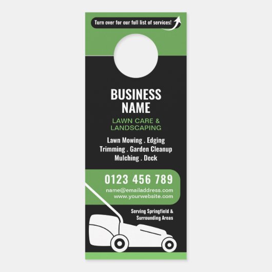 Lawn Mowing & Landscaping Business Marketing Deurhanger (Voorkant)