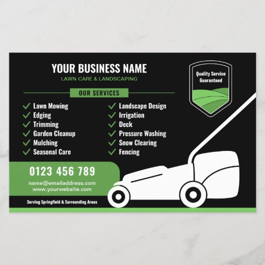 Lawn Mowing & Landscaping Business Marketing Flyer (Voorkant)