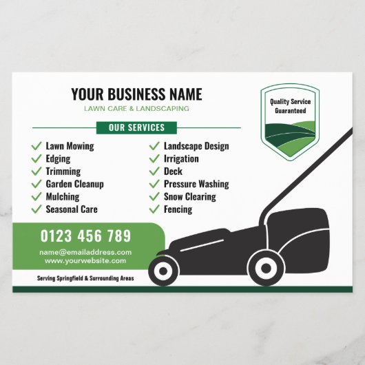 Lawn Mowing & Landscaping Business Marketing Flyer (Voorkant)