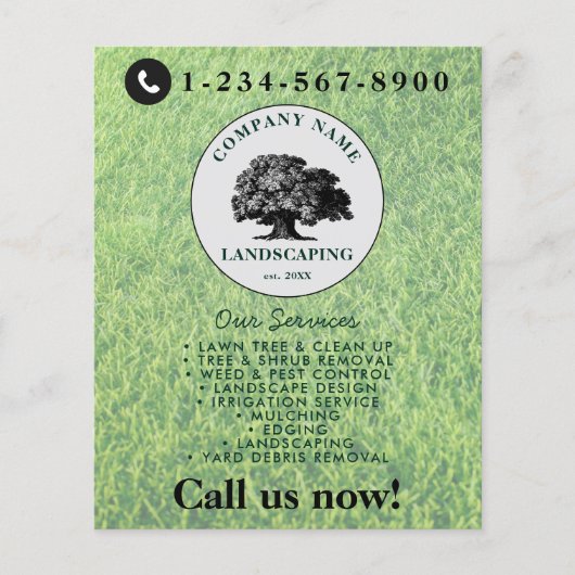 Lawn Mowing Landscaping Garden Lawn Care Tree Flyer (Voorkant)