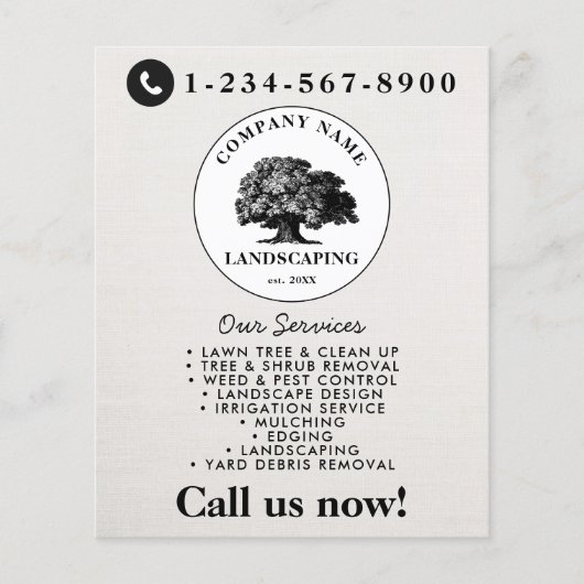Lawn Mowing Landscaping Garden Lawn Care Tree Flyer (Voorkant)