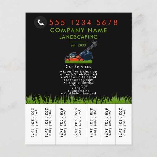 Lawn Mowing Landscaping Garden Tear Off Strips Flyer (Voorkant)
