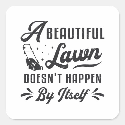 Lawn Mowing Lawn Mower A Beauful Lawn Gardening Vierkante Sticker (Voorkant)