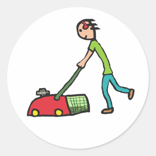Lawn Mowing Ronde Sticker (Voorkant)