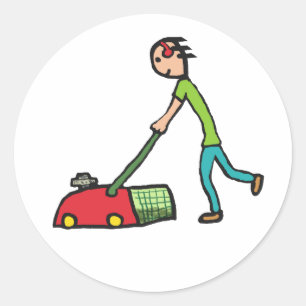 Lawn Mowing Ronde Sticker