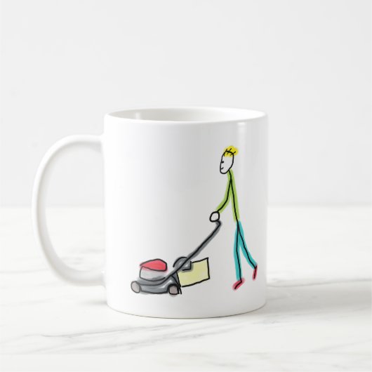 Lawn Mowing Stickman Koffiemok (Links)