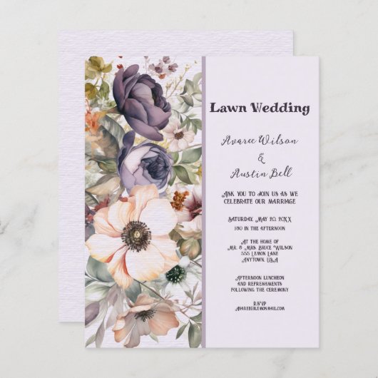 LAWN Paars en Peach  Floral Wedding (Voorkant / Achterkant)