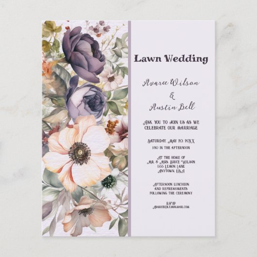 LAWN Paars en Peach  Floral Wedding (Voorkant)