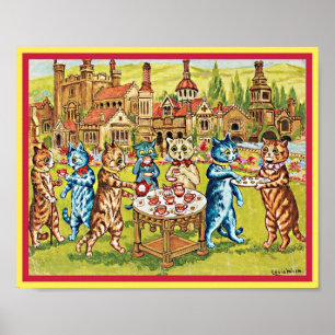 Lawn Party Cats Louis Wain Art copy Poster