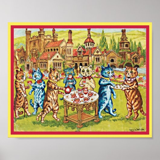 Lawn Party Cats  Louis Wain Art copy Poster (Voorkant)