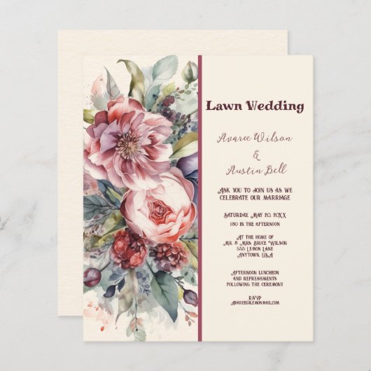 LAWN Pink en Burgundy  Peonies Wedding (Voorkant / Achterkant)