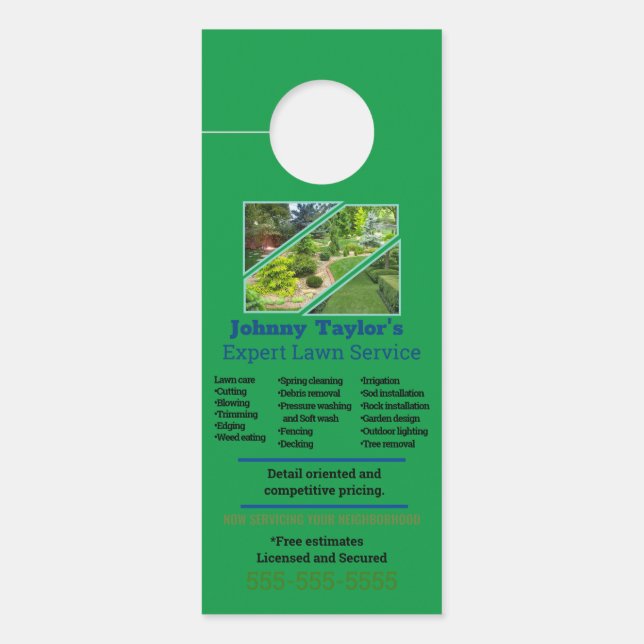 Lawn Service Deuren Hanger met foto (Voorkant)