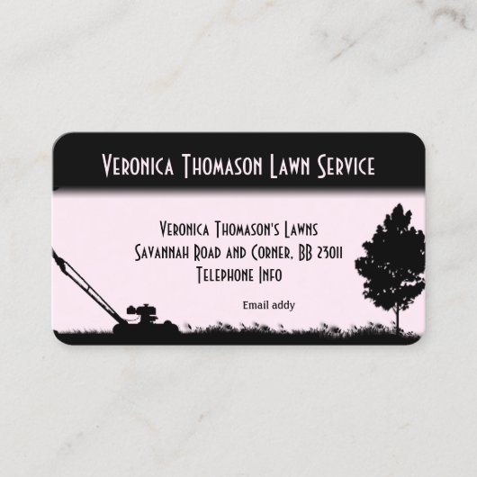 Lawn Service Landschap met een Woman's Touch Visitekaartje (Voorkant)
