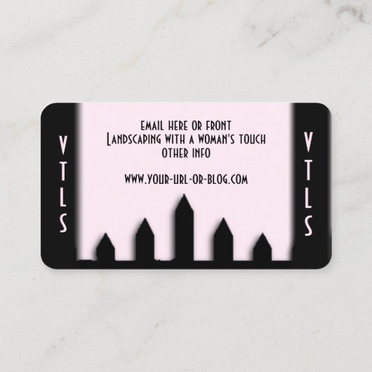 Lawn Service Landschap met een Woman's Touch Visitekaartje (Achterkant)