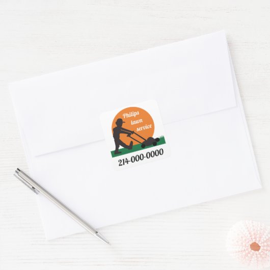 Lawn Service Vierkante Sticker (Envelop)