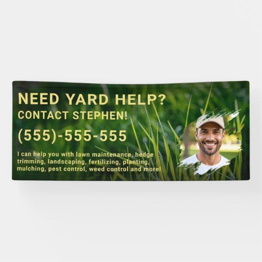 Lawn Services Aangepaste Foto Landscaping Yard Car Spandoek (Horizontaal)