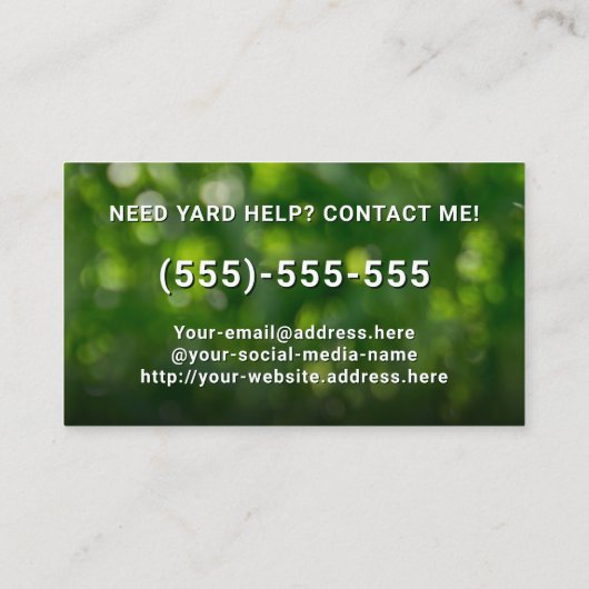 Lawn Services Aangepaste Foto Landscaping Yard Car Visitekaartje (Achterkant)