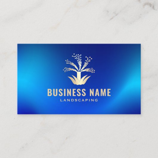 Lawn Sprinkler Irrigatie Blauw & Goud Landscaping Visitekaartje (Voorkant)