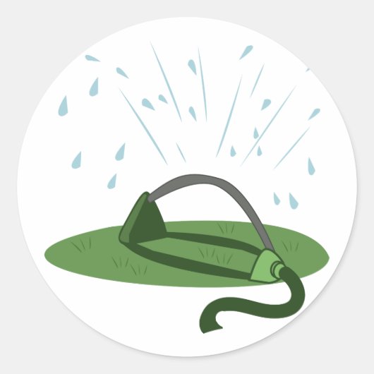 Lawn Sprinkler Ronde Sticker (Voorkant)