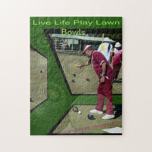 Lawnbowlers die gekweekte Bowls afspelen, Legpuzzel (Verticaal)