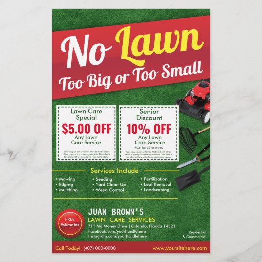 LawnCare Landscaping Grass Cutting Flyer 8.5 x 5.5 (Voorkant)