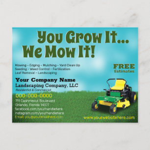 Lawncare Landscaping Grass Cutting Flyer Briefkaar Briefkaart