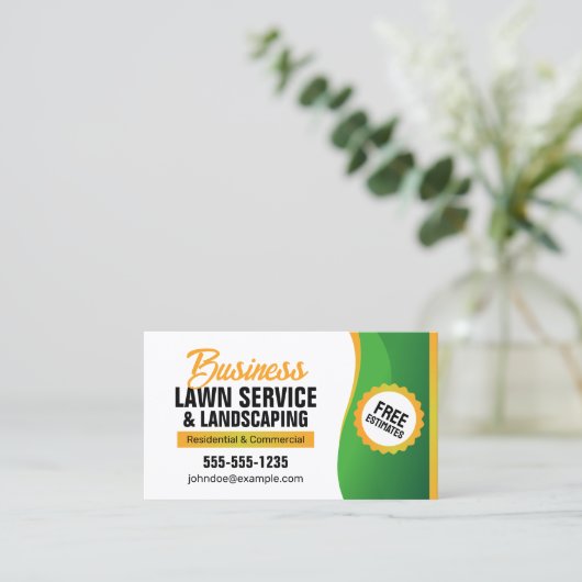 Lawncare & Landscaping Maaiservice Groen Sinaasapp Visitekaartje (Staand voorkant)