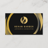 Lawncare & Landscaping Zwart & Goud Visitekaartje (Voorkant)
