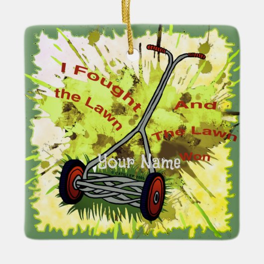 Lawnmaaier Papa Keramisch Ornament (Voorkant)