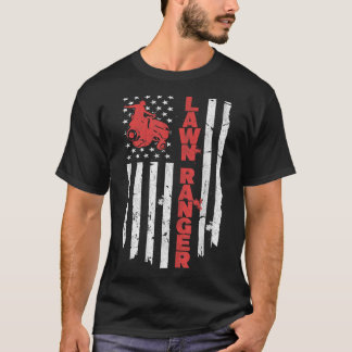 Lawnmower American Flag USA Garden Lawn Mowing Law T-shirt