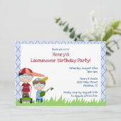 Lawnmower Lover Birthday Party Invitation Kaart (Staand voorkant)