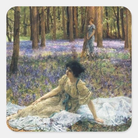 Lawrence Alma Tadema Bluebells Vierkante Sticker (Voorkant)