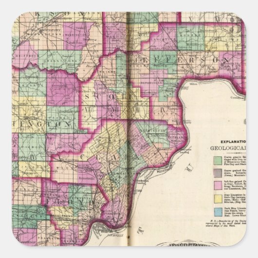 Lawrence County en Jackson County Vierkante Sticker (Voorkant)