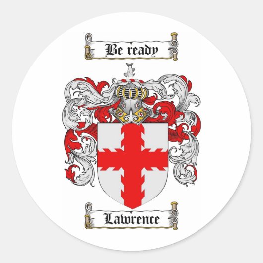 LAWRENCE FAMILY CREST - LAWRENCE WAPEN RONDE STICKER (Voorkant)