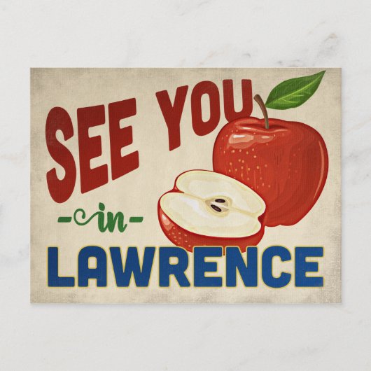 Lawrence Kansas Apple - Vintage Travel Briefkaart (Voorkant)