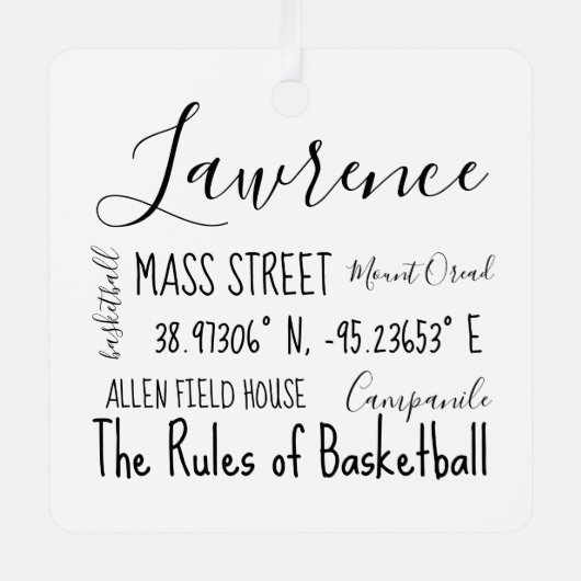 Lawrence Kansas Subway Art Ornament (Voorkant)