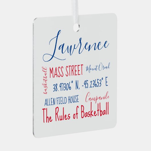 Lawrence Kansas Subway Art Ornament (Voorkant Rechts)