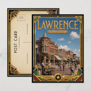 Lawrence Kansas Vintage Art Deco Gouden Tijdperk Briefkaart