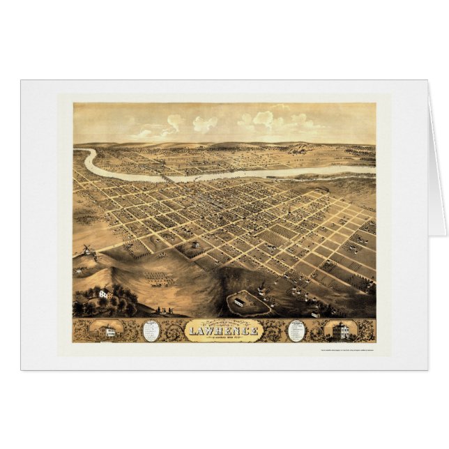 Lawrence, KS Panoramic Map - 1869 (Voorkant Horizontaal)