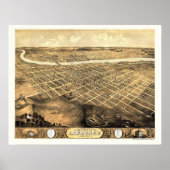 Lawrence, KS Panoramic Map - 1869 Poster (Voorkant)