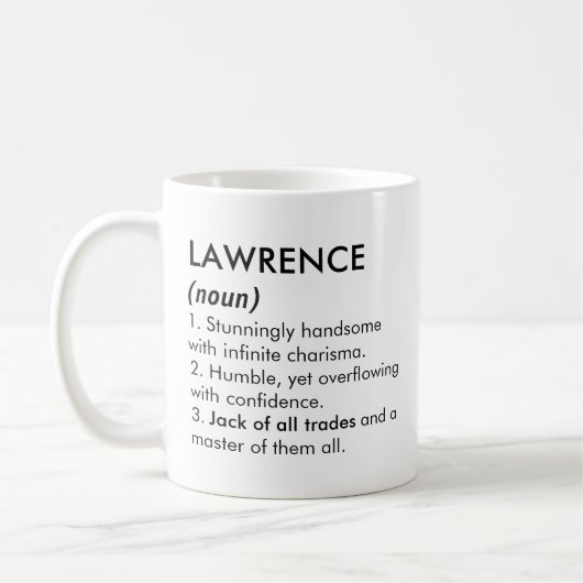 Lawrence naam, Bewerkbare naam, Aangepaste naam Koffiemok (Links)