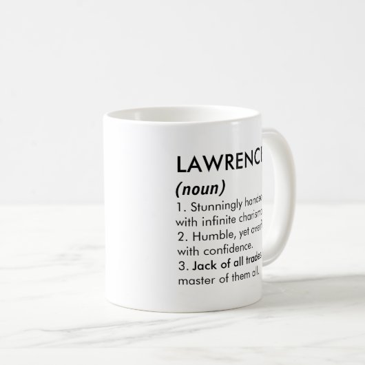 Lawrence name, Editable name, Custom name Koffiemok (Voorkant rechts)