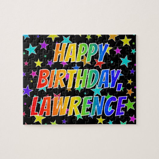 "LAWRENCE" Voornaam, geun "HAPPY BIRTHDAY" Legpuzzel (Horizontaal)