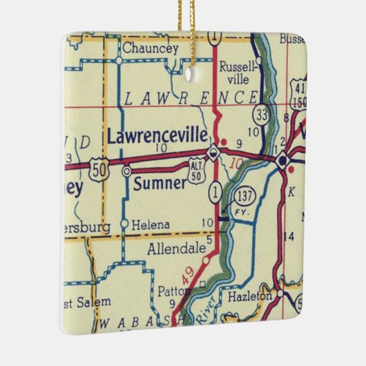 Lawrenceville IL  kaart Keramisch Ornament (Rechts)