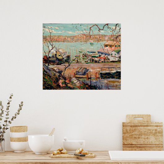 Lawson's River Scene-Boats and Houses Poster (Keuken)