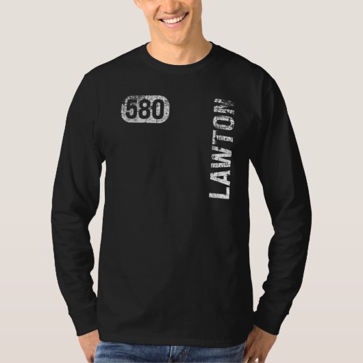 Lawton Oklahoma 580 Area Code Retro T-shirt (Voorkant)