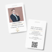 Lawyer Attorney At Law Classy White Badge (Voor- en achterkant)