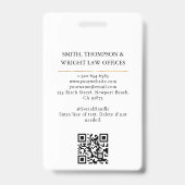 Lawyer Attorney At Law Classy White Badge (Achterkant)